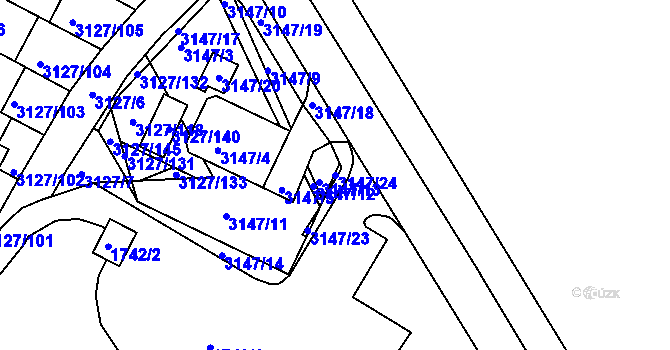 Parcela st. 3147/24 v KÚ Kadaň, Katastrální mapa