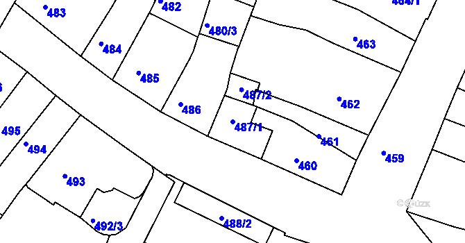 Parcela st. 487/1 v KÚ Kadaň, Katastrální mapa