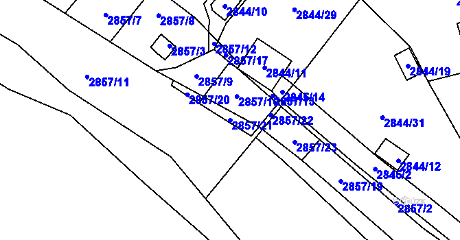 Parcela st. 2857/21 v KÚ Kadaň, Katastrální mapa