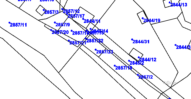 Parcela st. 2857/23 v KÚ Kadaň, Katastrální mapa