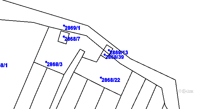 Parcela st. 2868/39 v KÚ Kadaň, Katastrální mapa