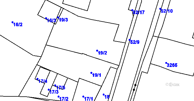 Parcela st. 19/2 v KÚ Prunéřov, Katastrální mapa