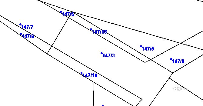 Parcela st. 147/3 v KÚ Prunéřov, Katastrální mapa