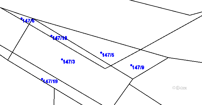 Parcela st. 147/5 v KÚ Prunéřov, Katastrální mapa