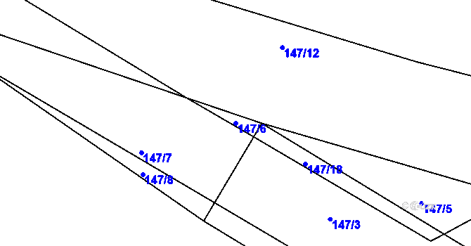 Parcela st. 147/6 v KÚ Prunéřov, Katastrální mapa