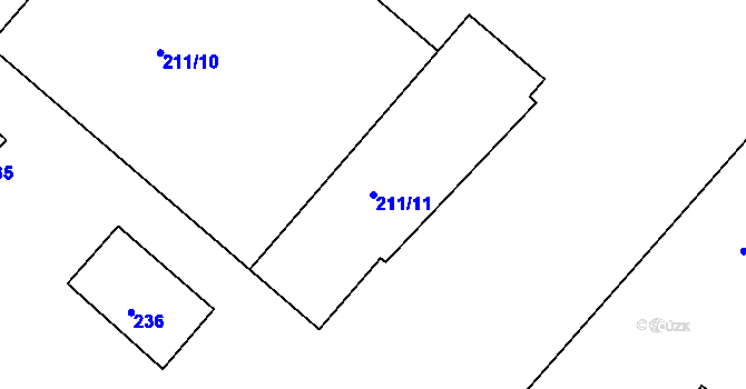 Parcela st. 211/11 v KÚ Prunéřov, Katastrální mapa