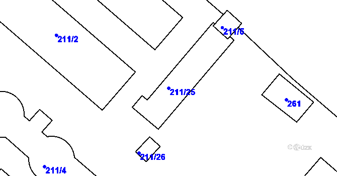 Parcela st. 211/25 v KÚ Prunéřov, Katastrální mapa