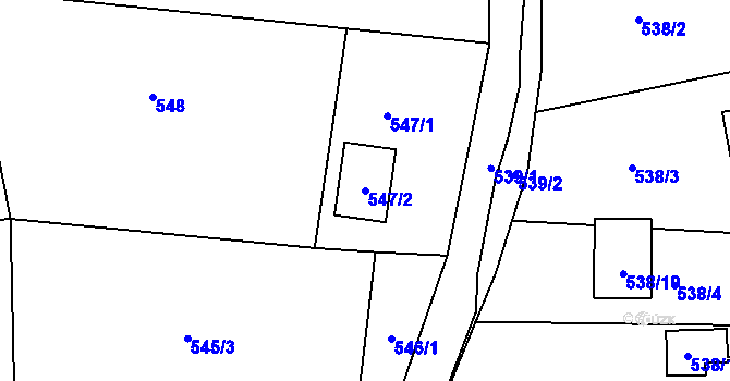 Parcela st. 547/2 v KÚ Prunéřov, Katastrální mapa