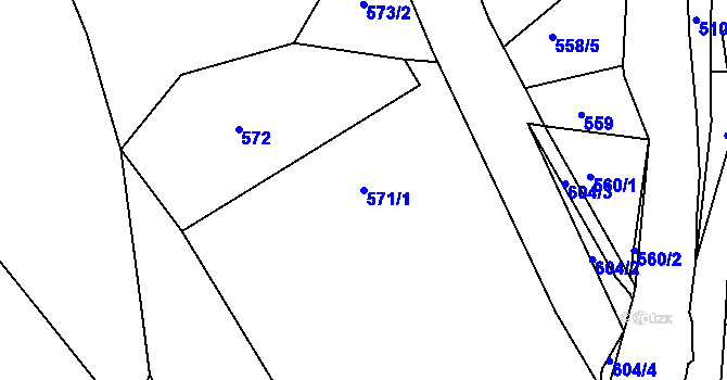 Parcela st. 571/1 v KÚ Prunéřov, Katastrální mapa