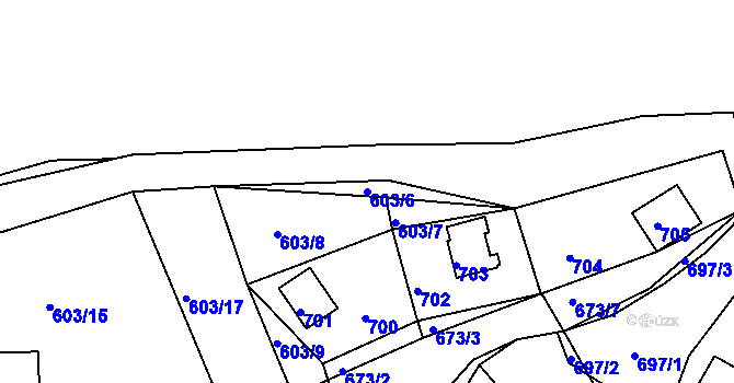 Parcela st. 603/6 v KÚ Prunéřov, Katastrální mapa
