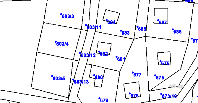 Parcela st. 682 v KÚ Prunéřov, Katastrální mapa