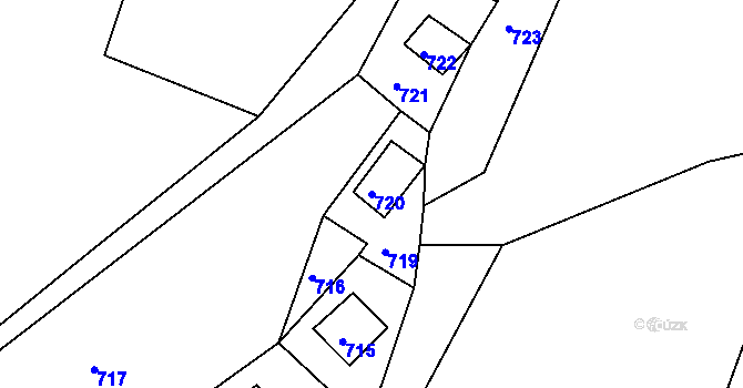 Parcela st. 720 v KÚ Prunéřov, Katastrální mapa