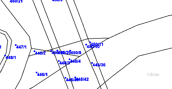 Parcela st. 450/10 v KÚ Prunéřov, Katastrální mapa