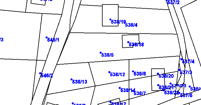 Parcela st. 538/5 v KÚ Prunéřov, Katastrální mapa