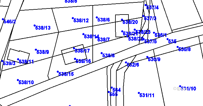 Parcela st. 538/8 v KÚ Prunéřov, Katastrální mapa
