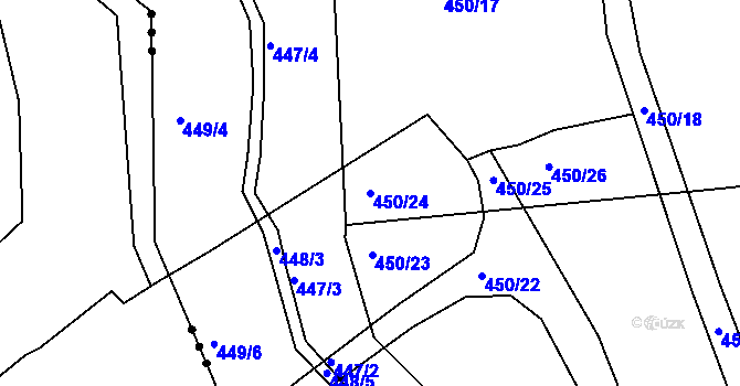 Parcela st. 450/24 v KÚ Prunéřov, Katastrální mapa