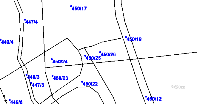 Parcela st. 450/26 v KÚ Prunéřov, Katastrální mapa