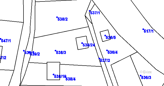 Parcela st. 538/24 v KÚ Prunéřov, Katastrální mapa