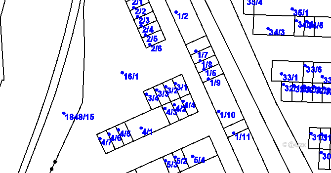 Parcela st. 3/2 v KÚ Bystřice u Kadaně, Katastrální mapa