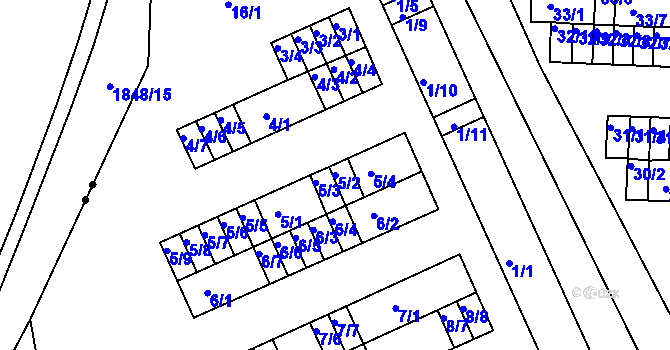 Parcela st. 5/2 v KÚ Bystřice u Kadaně, Katastrální mapa
