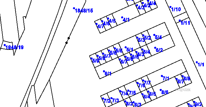 Parcela st. 5/7 v KÚ Bystřice u Kadaně, Katastrální mapa