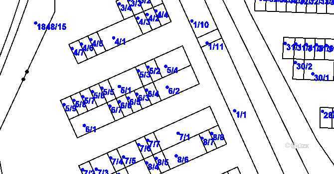 Parcela st. 6/2 v KÚ Bystřice u Kadaně, Katastrální mapa