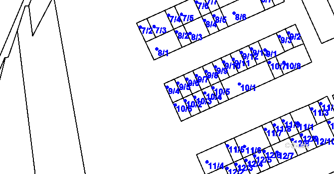 Parcela st. 9/4 v KÚ Bystřice u Kadaně, Katastrální mapa