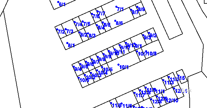 Parcela st. 9/9 v KÚ Bystřice u Kadaně, Katastrální mapa