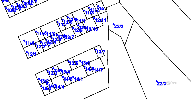 Parcela st. 13/7 v KÚ Bystřice u Kadaně, Katastrální mapa