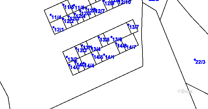 Parcela st. 14/1 v KÚ Bystřice u Kadaně, Katastrální mapa