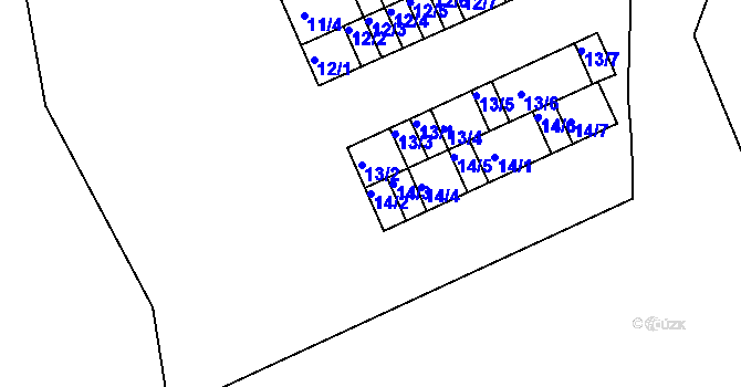Parcela st. 14/2 v KÚ Bystřice u Kadaně, Katastrální mapa
