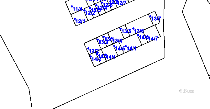 Parcela st. 14/4 v KÚ Bystřice u Kadaně, Katastrální mapa