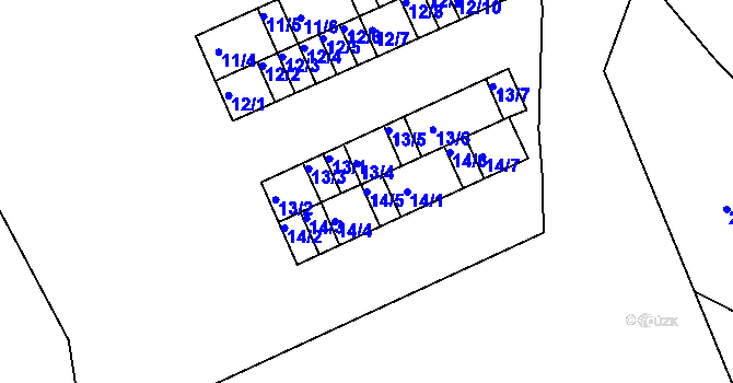 Parcela st. 14/5 v KÚ Bystřice u Kadaně, Katastrální mapa