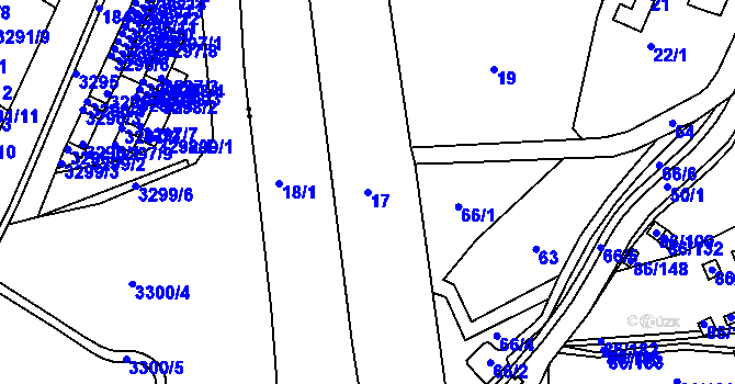 Parcela st. 17 v KÚ Bystřice u Kadaně, Katastrální mapa