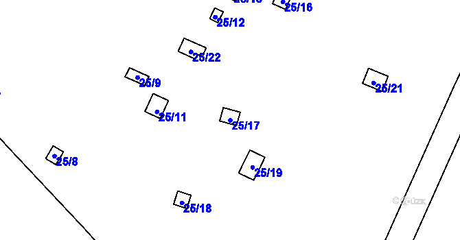 Parcela st. 25/17 v KÚ Bystřice u Kadaně, Katastrální mapa