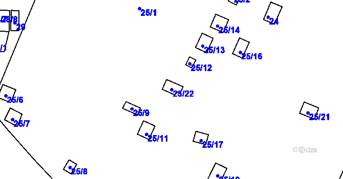 Parcela st. 25/22 v KÚ Bystřice u Kadaně, Katastrální mapa