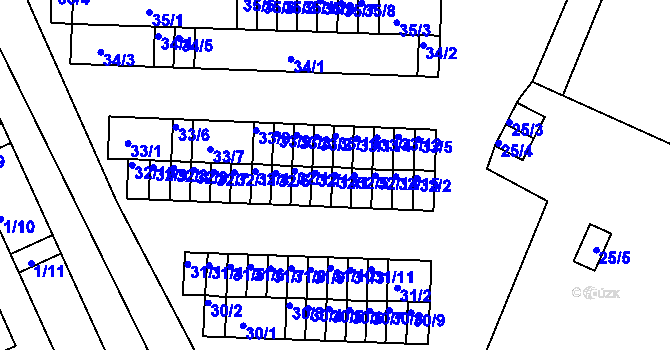 Parcela st. 32/1 v KÚ Bystřice u Kadaně, Katastrální mapa
