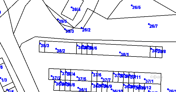 Parcela st. 38/6 v KÚ Bystřice u Kadaně, Katastrální mapa