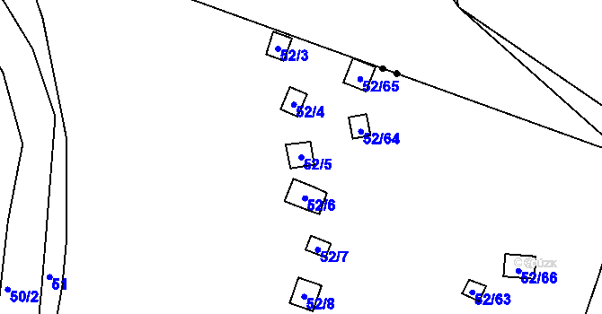 Parcela st. 52/5 v KÚ Bystřice u Kadaně, Katastrální mapa