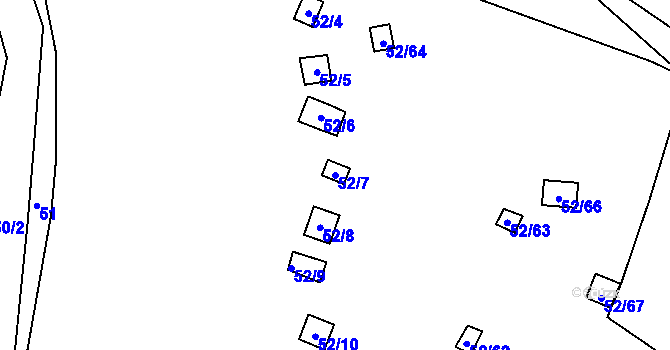 Parcela st. 52/7 v KÚ Bystřice u Kadaně, Katastrální mapa