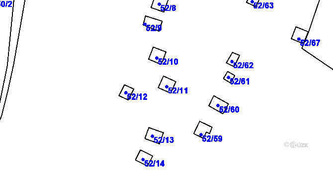 Parcela st. 52/11 v KÚ Bystřice u Kadaně, Katastrální mapa