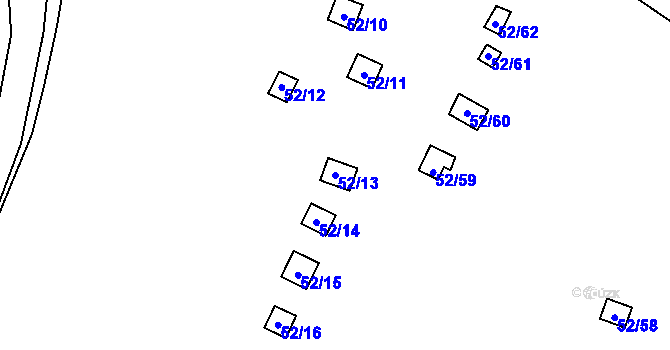Parcela st. 52/13 v KÚ Bystřice u Kadaně, Katastrální mapa