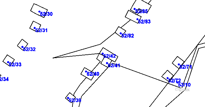 Parcela st. 52/42 v KÚ Bystřice u Kadaně, Katastrální mapa