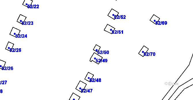 Parcela st. 52/50 v KÚ Bystřice u Kadaně, Katastrální mapa
