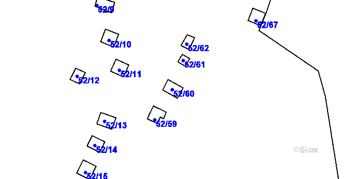 Parcela st. 52/60 v KÚ Bystřice u Kadaně, Katastrální mapa