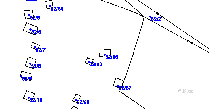 Parcela st. 52/66 v KÚ Bystřice u Kadaně, Katastrální mapa