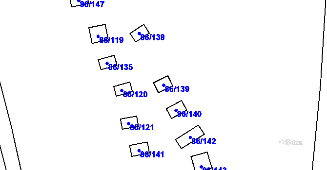 Parcela st. 86/139 v KÚ Bystřice u Kadaně, Katastrální mapa