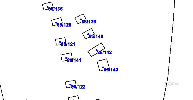 Parcela st. 86/142 v KÚ Bystřice u Kadaně, Katastrální mapa