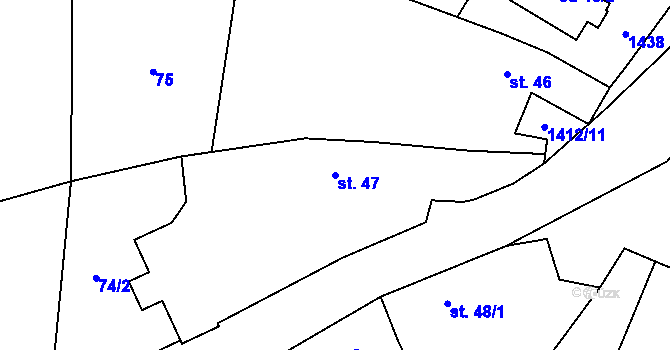 Parcela st. 47 v KÚ Kadolec, Katastrální mapa