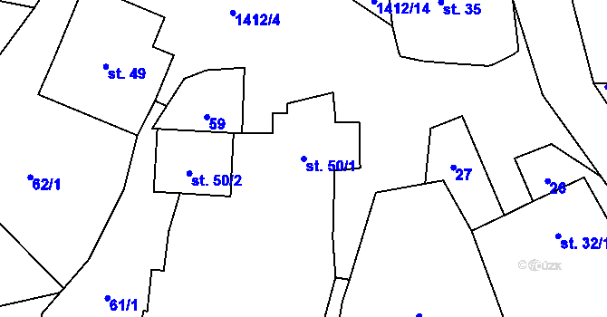 Parcela st. 50/1 v KÚ Kadolec, Katastrální mapa